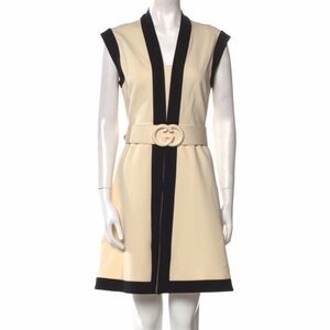 Gucci Cream and Black Belted Mini Dress